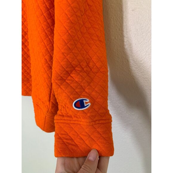 Champion Clemson Tigers Quilted Orange Crewneck Long Sleeve Shirt Womens Sz S - Picture 4 of 11